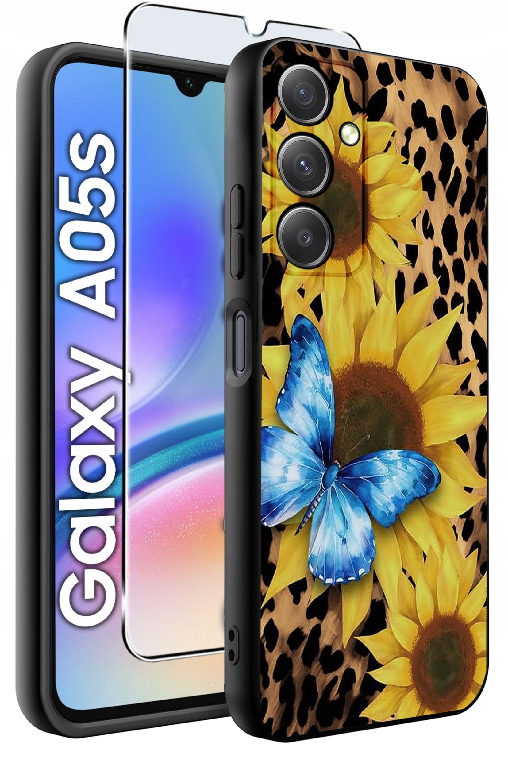 ETUI do Samsung A05s WZORY | SILIKONOWE MATT CASE + SZKŁO 9H