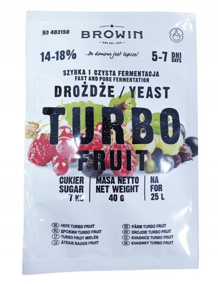 DROŻDŻE GORZELNICZE TURBO FRUIT 25L NASTAW OWOCOWY