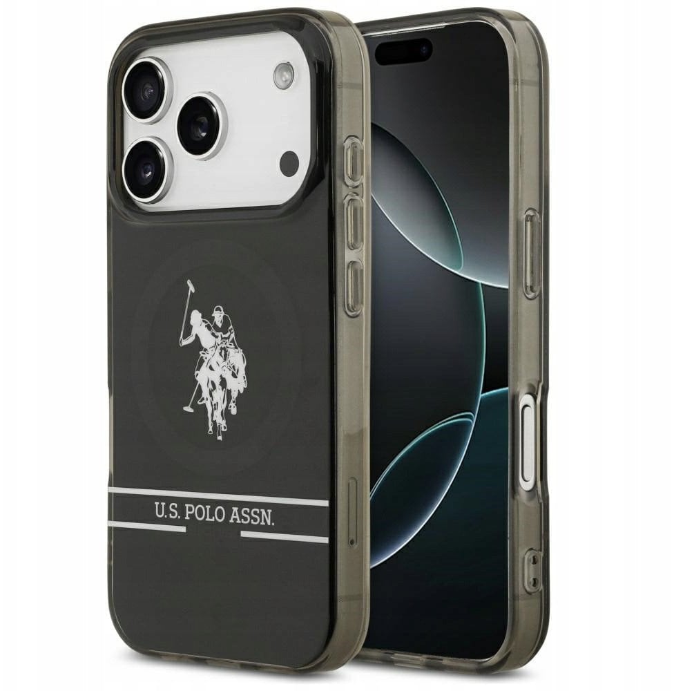 Etui US Polo DH and Bottom Stripe Logo MagSafe do iPhone 17 Pro czarny