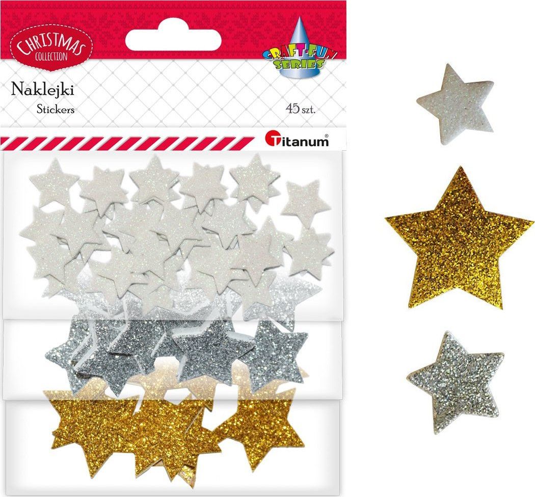 Titanum Naklejki brokatowe gwiazdy 11,5x18cm 45szt CRAFT