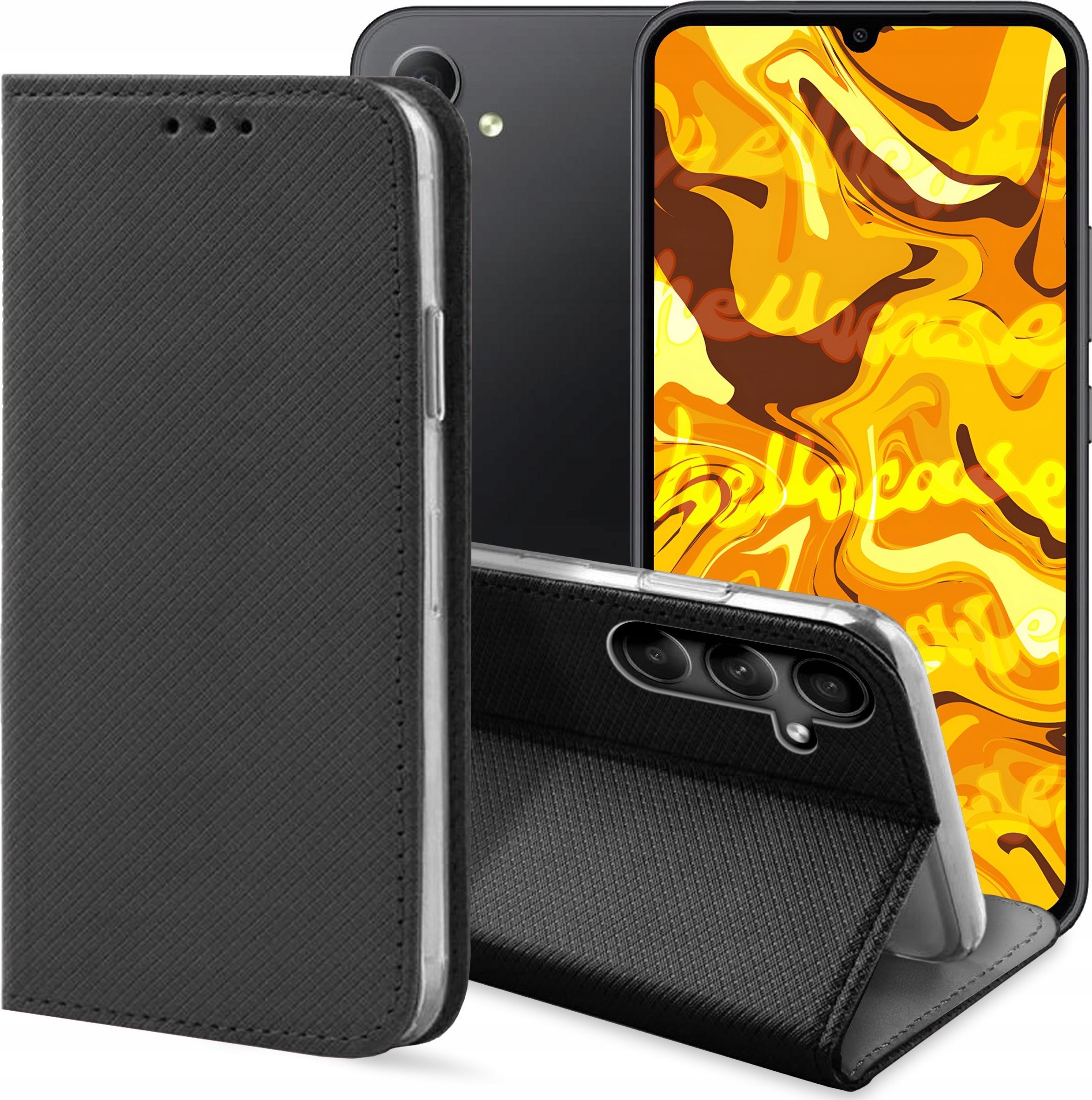 Hello Case ETUI Z KLAPKĄ DO SAMSUNG GALAXY A34 5G CZARNE ZAMYKANE MAGNETYCZNE KABURA