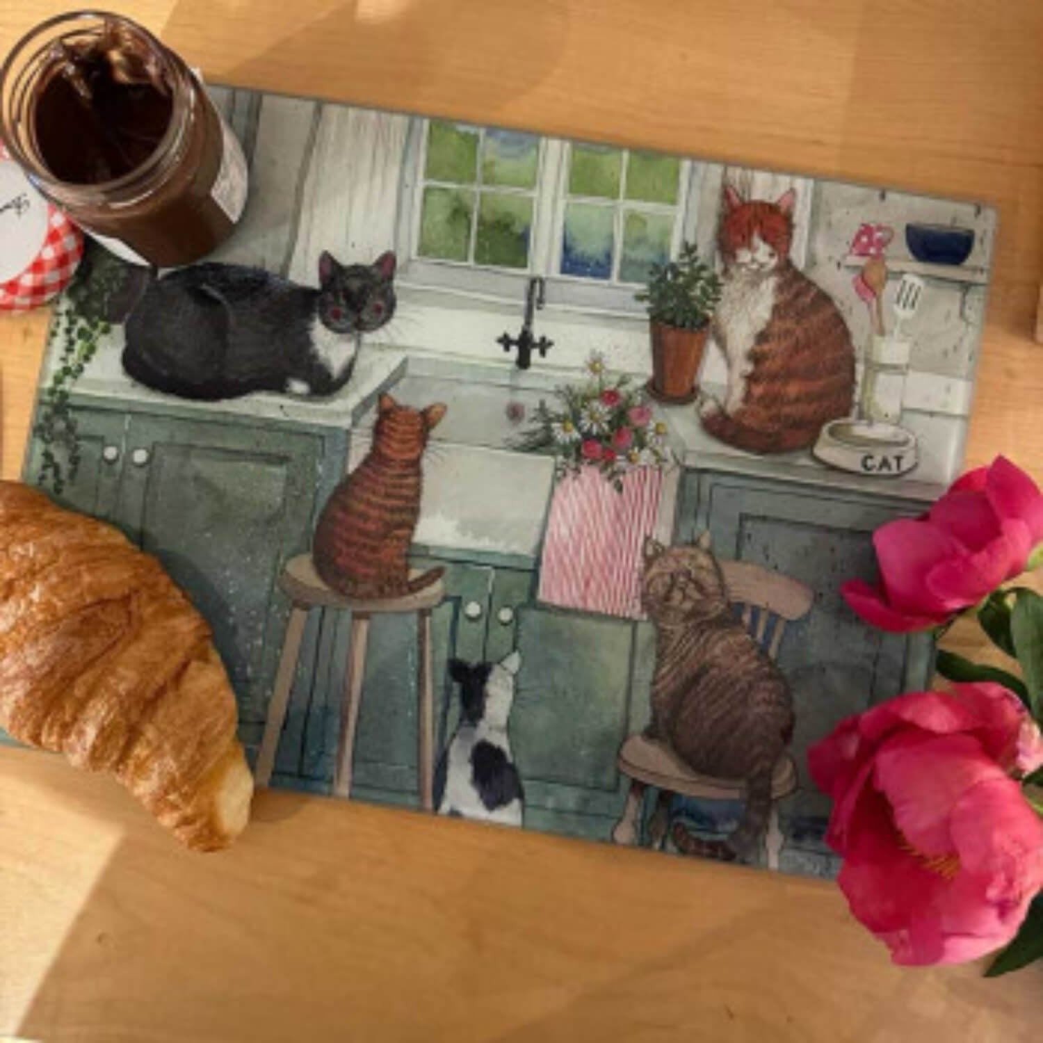 Szklana deska ozdobna Koty w kuchni
