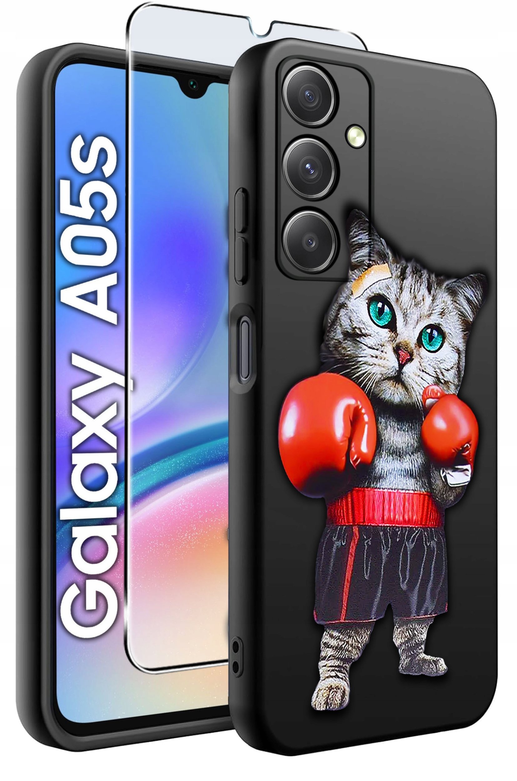 ETUI do Samsung A05s WZORY | SILIKONOWE MATT CASE + SZKŁO 9H