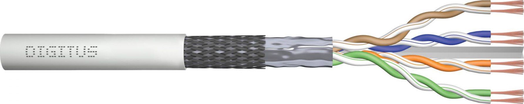 Digitus Kabel teleinformatyczny patchcordowy DIGITUS kat.6, SF/UTP, linka, AWG 26/7, LSOH, 100m, szary, karton