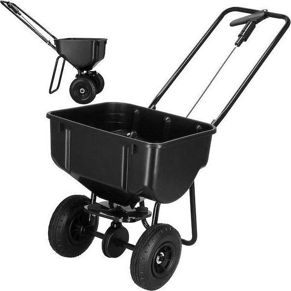 Springos Siewnik ogrodowy na kółkach rozsiewacz nasion trawy, nawozu 25 kg czarny UNIWERSALNY
