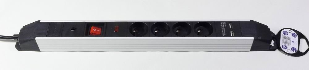 Tradelectra Listwa antyprzepięciowa 2x USB 4x gniazdo sieciowe 16A 3m