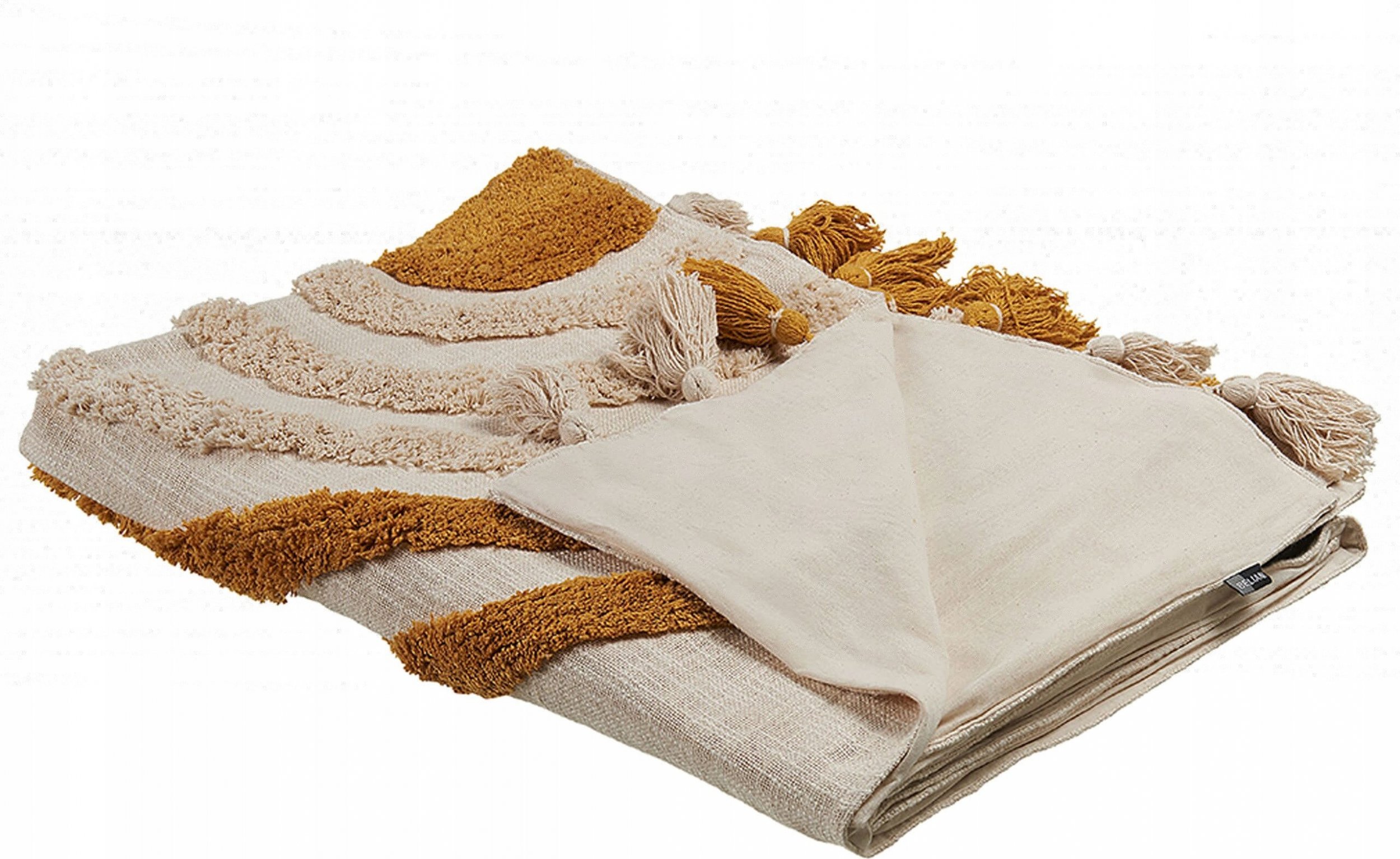 Beliani Koc bawełniany 130 x 180 cm beżowo-pomarańczowy MATHURA!