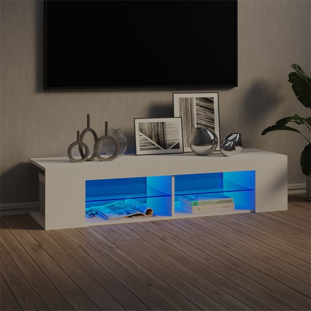 vidaXL Szafka TV z oświetleniem LED, biała, 135x39x30 cm