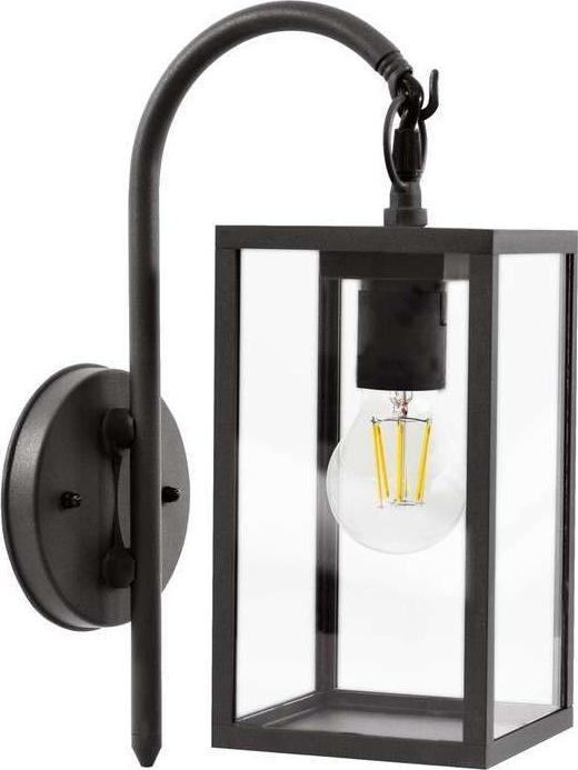 Kinkiet Polux Zewnętrzna LAMPA ścienna MALMO 309174 Polux elewacyjna OPRAWA ogrodowa KINKIET klatka outdoor IP44 grafitowa przezroczysta