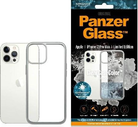 PanzerGlass Etui ClearCase do iPhone 12 Pro Max Satin Silver Antibacterial