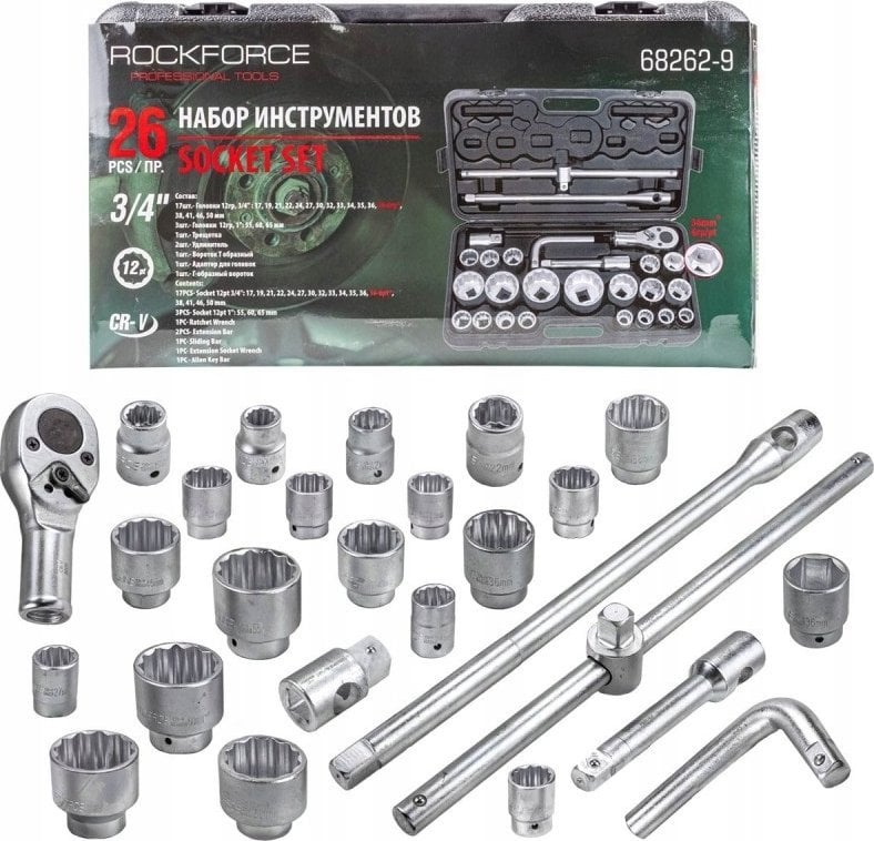 Zestaw narzędzi Rockforce ROCKFORCE ZESTAW KLUCZY NASADOWYCH 26el. 3/4" - 1" 12KĄT.