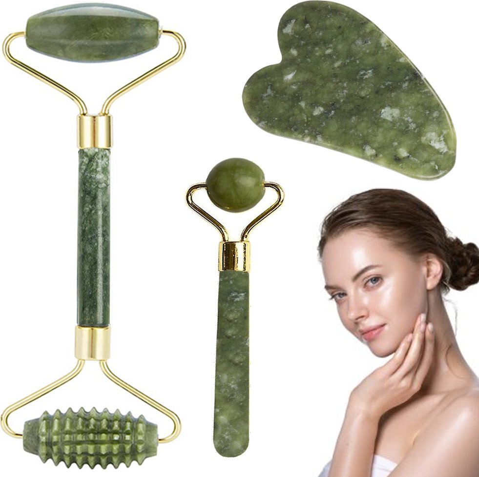 Verk Masażer do twarzy z jadeitu zestaw roller wałek Masażer do twarzy z jadeitu zestaw roller wałek