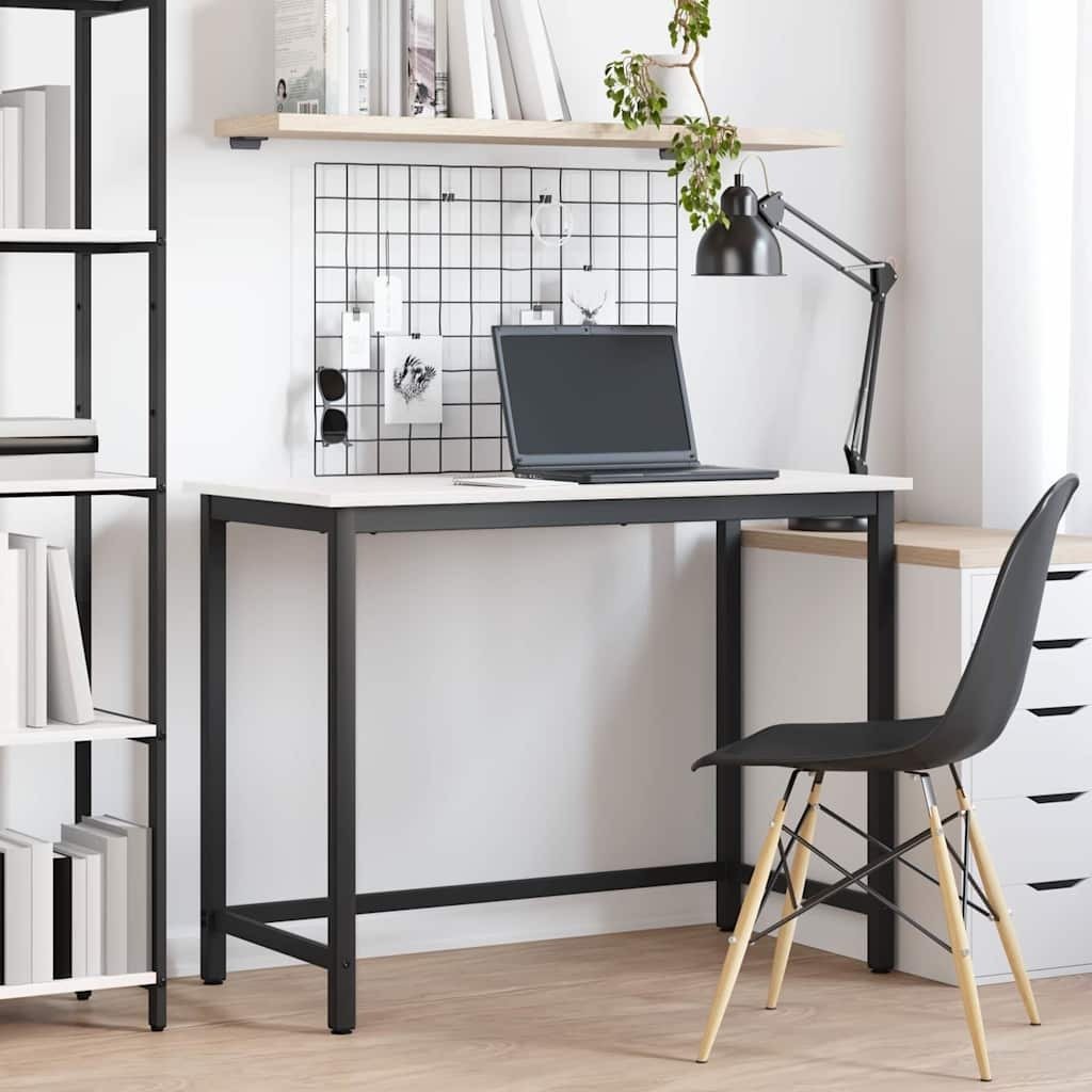 vidaXL stół Biały 100 x 50 x 77 cm Drewno inżynieryjne i stal