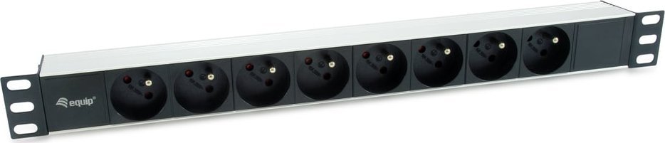 Equip Equip 333313 rozdzielacz zasilania PDU 8 x gniazdo sieciowe 1U Czarny, Srebrny