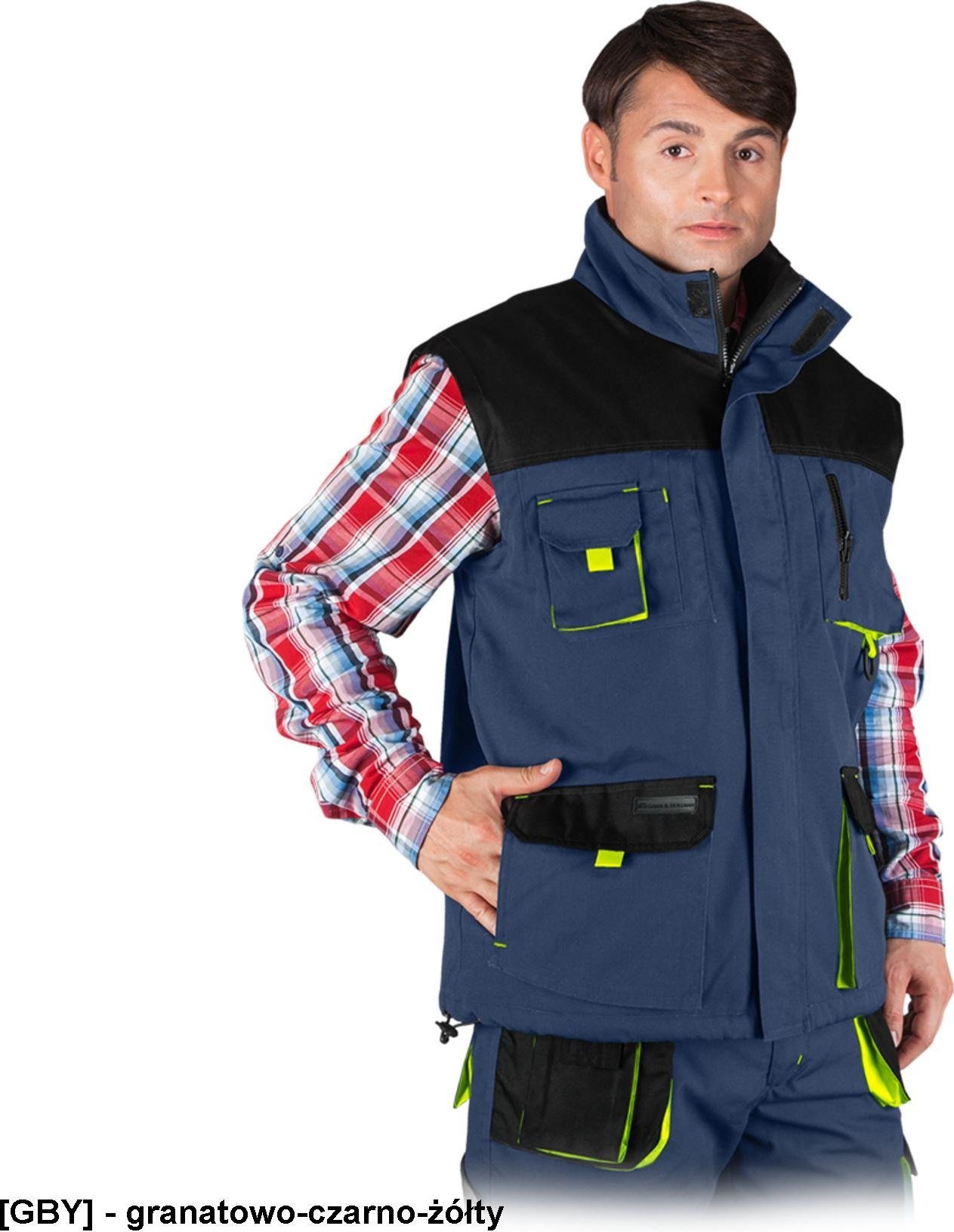 R.E.I.S. LH-FMNW-V - BEZRĘKAWNIK OCIEPLANY FORMEN - granatowo-czarno-żółty 3XL