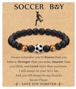 Bransoletka piłkarska na rękę / Kamień księżycowy / Na sznurku z regulacją