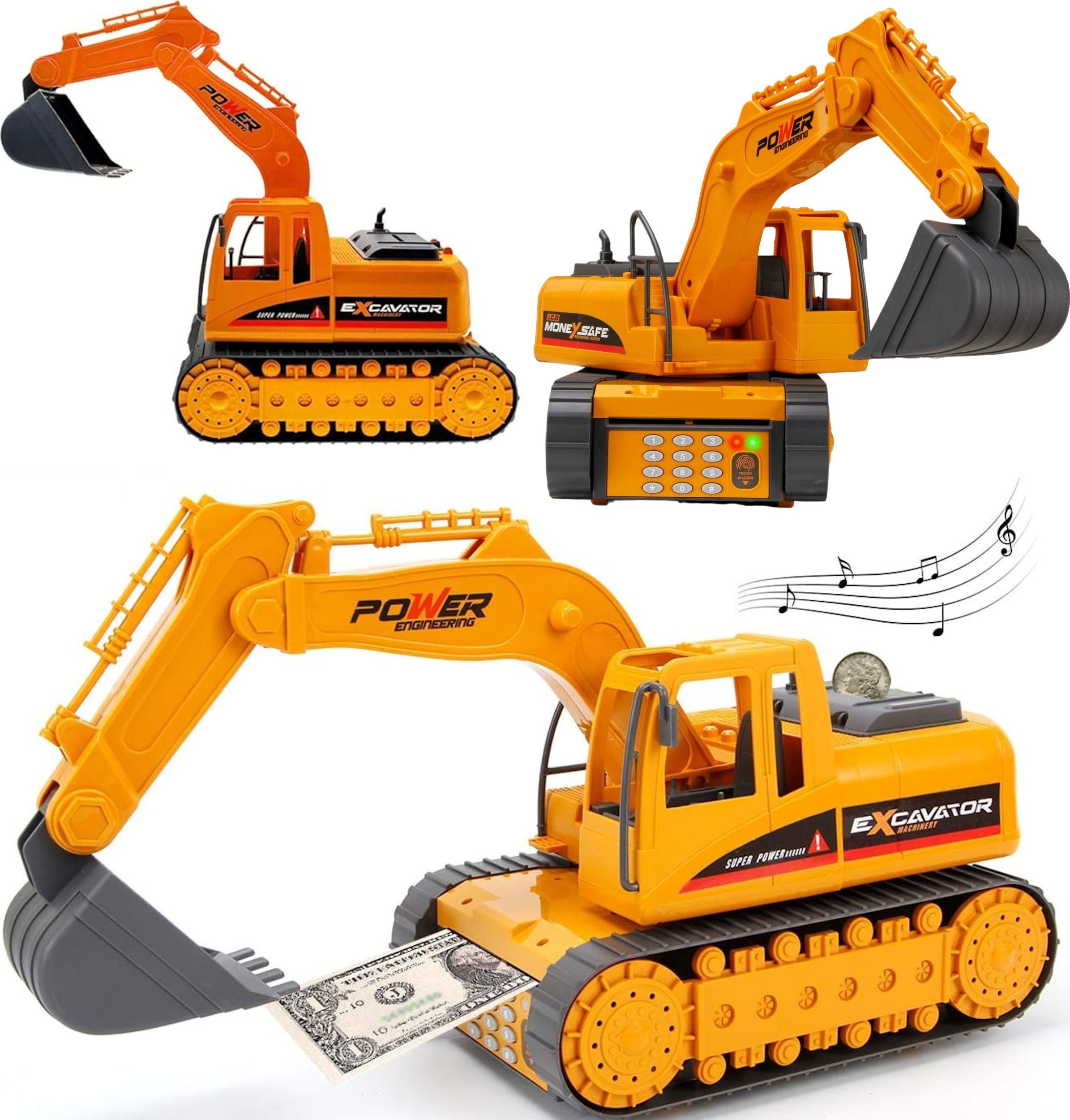 Coil Coil skarbonka na monety banknoty świnka prezent na pieniądze otwierana interaktywna auto koparka budowlana