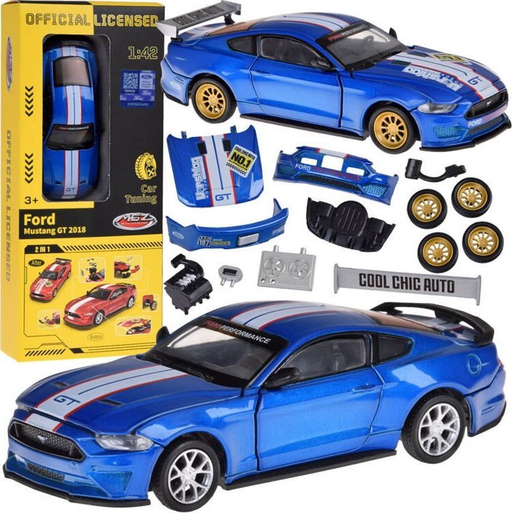 Jokomisiada Zestaw Metalowe auto TUNING licencjonowane Ford Mustang GT 1:42 ZA5057