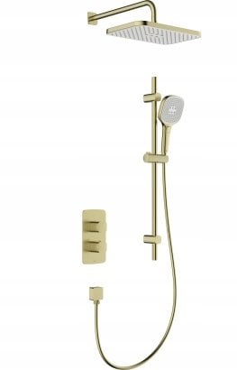 5759-301-31 / KFA / MALAGA / ZESTAW NATRYSKOWY PODTYNK TERMOSTAT Z DRĄŻKIEM PRZESUWNYM , PVD BRUSHED LIGHT GOLD /