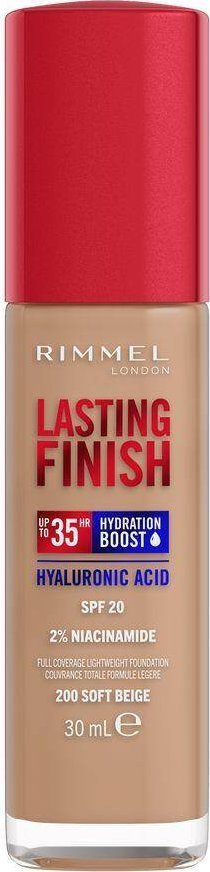 Rimmel Rimmel Lasting Finish 35H silnie nawilżający i długotrwale kryjący podkład do twarzy z filtrem SPF20 200 Soft Beige 30ml
