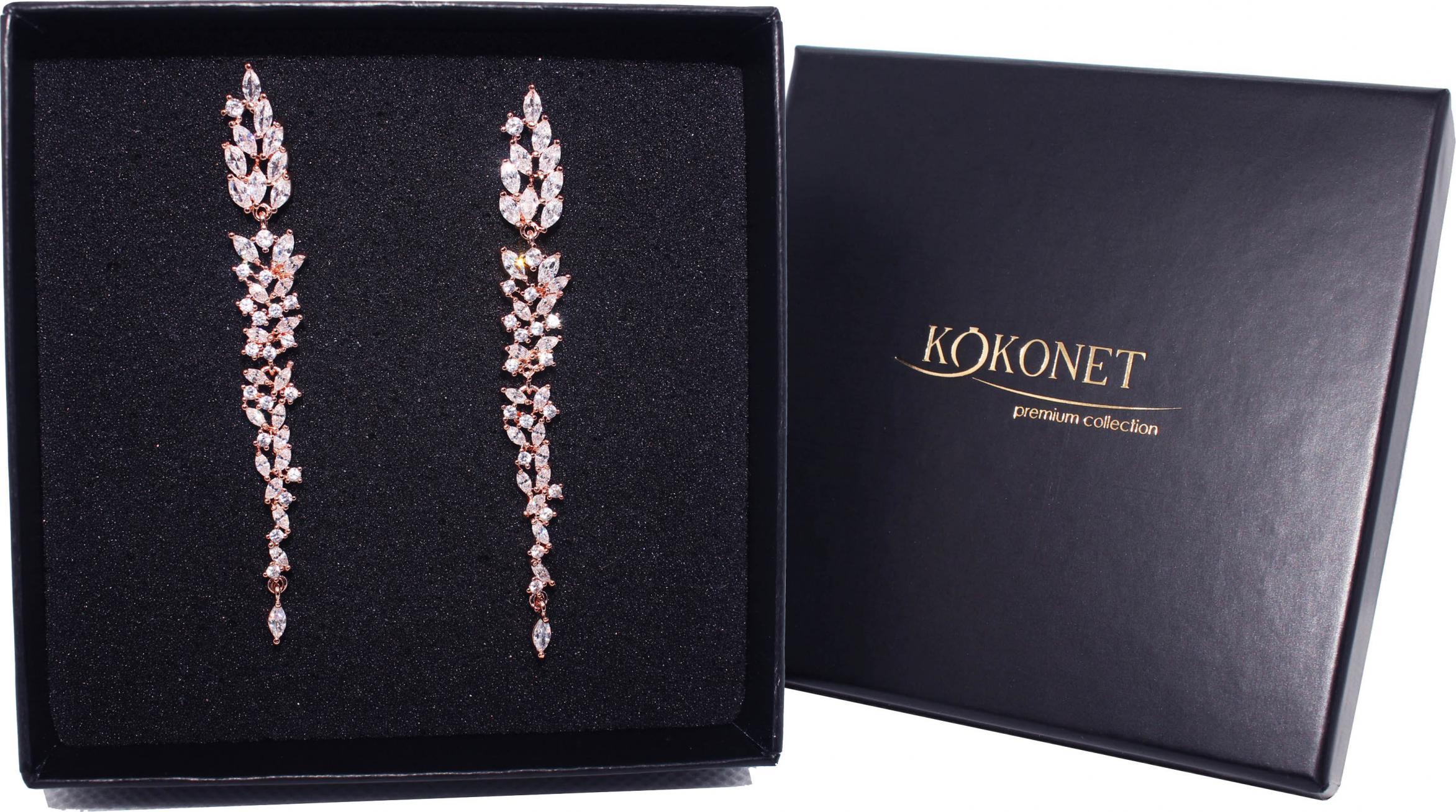 KOKONET KOLCZYKI długie ślubne GUST z klasą RÓŻOWE ZŁOTO