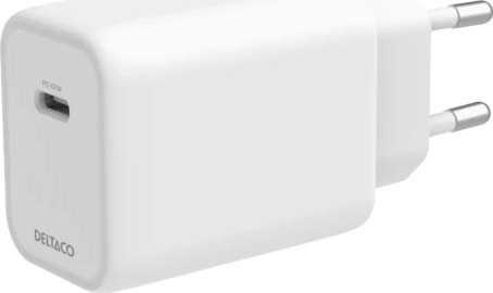 Ładowarka Deltaco USB-C GaN ładowarka DELTACO, 67 W, GaN, 1x USB-C, PPS, biały / USBC-GAN05 / 1902901