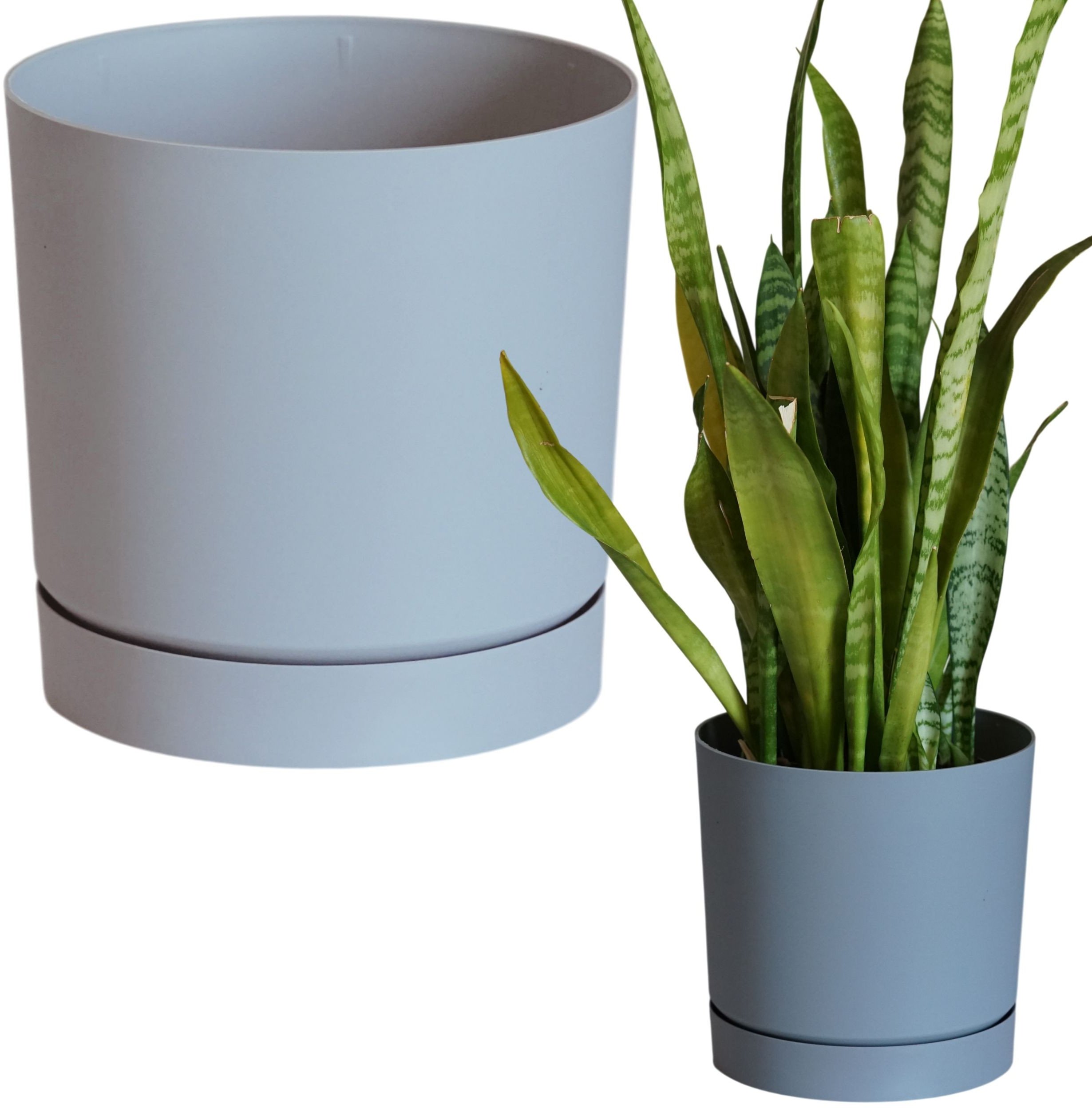 Doniczka z podstawką niska okrągła matowa 29,2cm Donica + podstawka