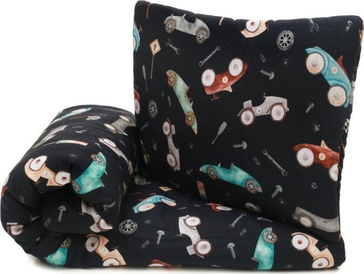 PULP BAMBOO Bambusowa pościel z wypełnieniem do łóżeczka 80x100 cm - Retro Cars