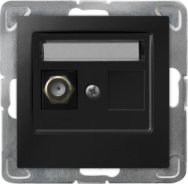 Ospel IMPRESJA Gniazdo antenowe typu F pojedyncze czarny metalik GPA-1YF/m/33