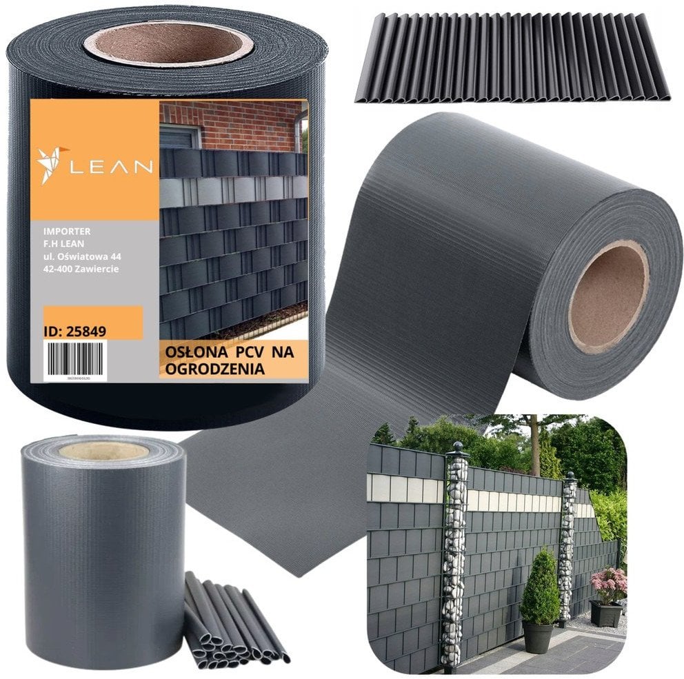 Taśma Ogrodzeniowa Ochrona UV 20 Klipsów Szara 450 g/m 19x35m LEAN