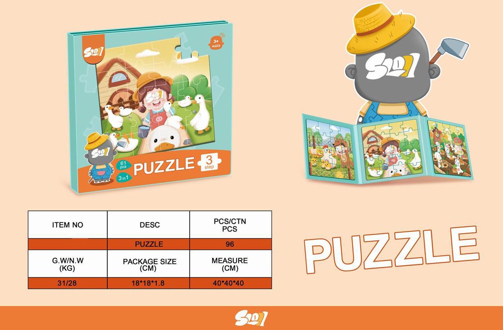 Magnetyczne Puzzle Farma + Książeczka EDUKAMP