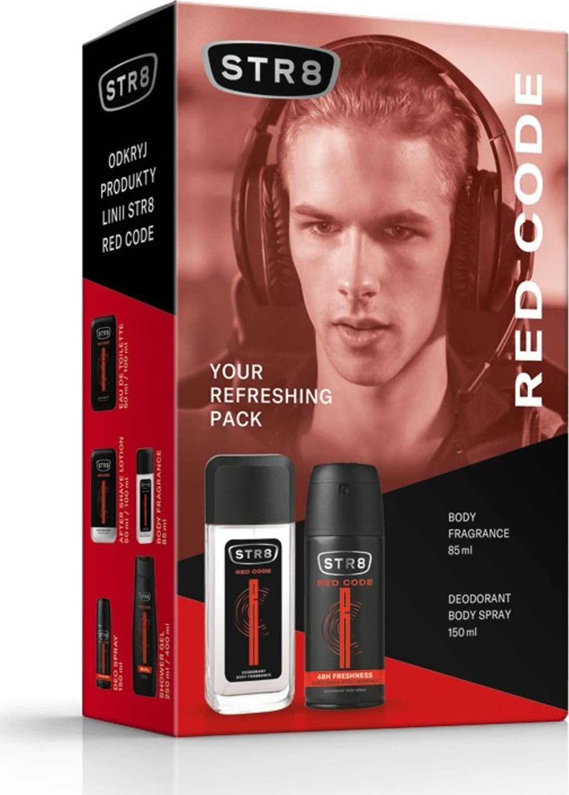 STR8 STR 8 Zestaw prezentowy Red Code (Dezodorant naturalny spray 85ml+Deo spray 150ml)