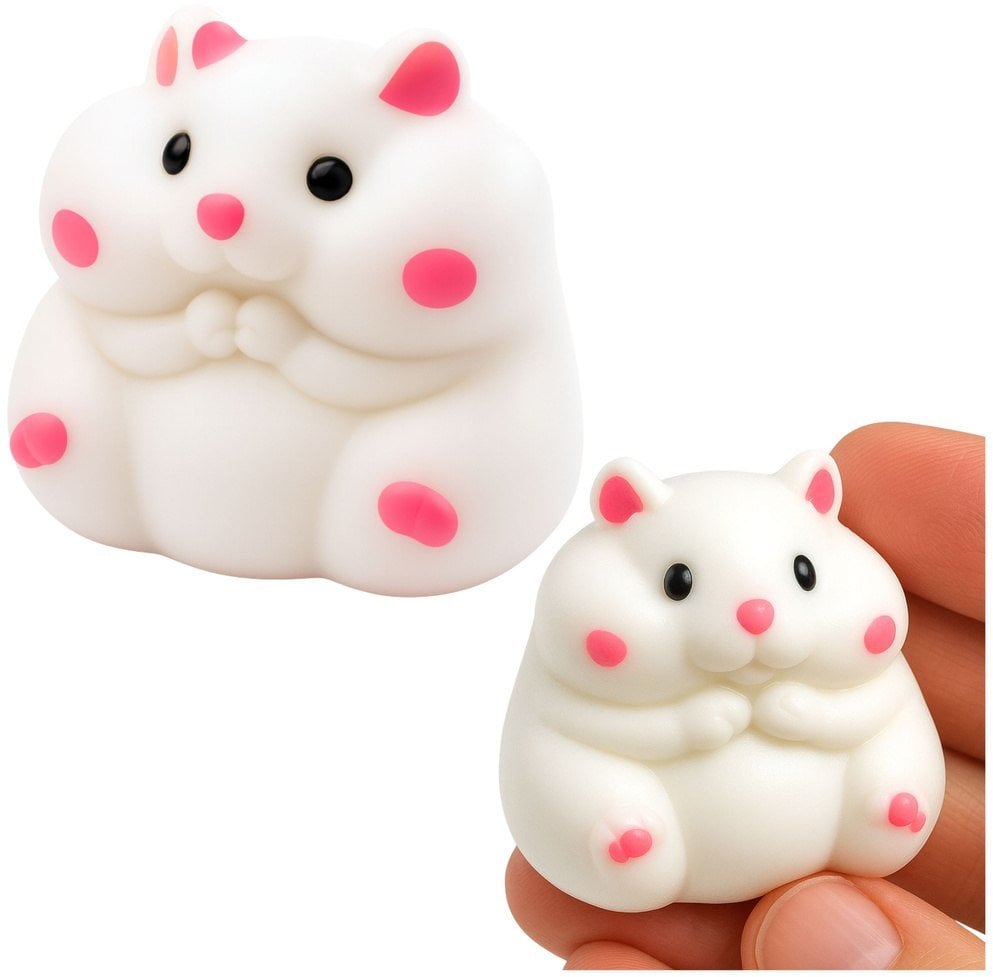 Gniotek Miękki Chomik Sensoryczny Antystersowy Squishy Biały 5cm EDUKAMP
