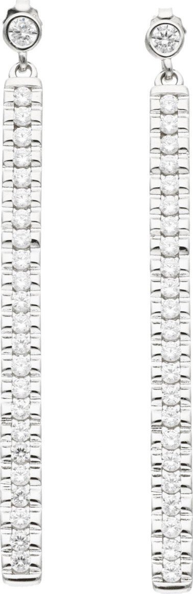 Rosanto Długie srebrne kolczyki w kształcie listewki z cyrkoniami 925