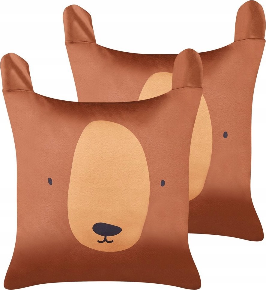 Beliani Zestaw 2 poduszek Tuftowany Bawełna Brązowy TEDDYBEAR