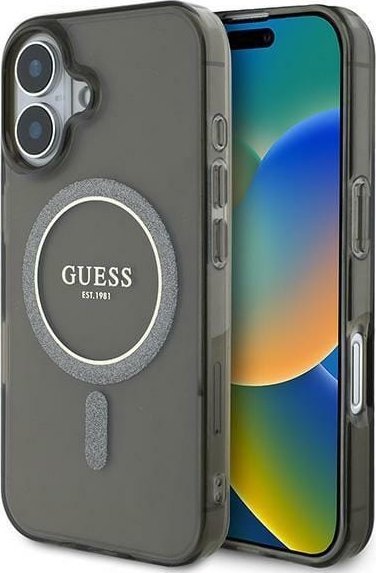 Guess Guess GUHMP16MHFGEREK iPhone 16 Plus 6.7" czarny/black hardcase IML Glitter Circle MagSafe