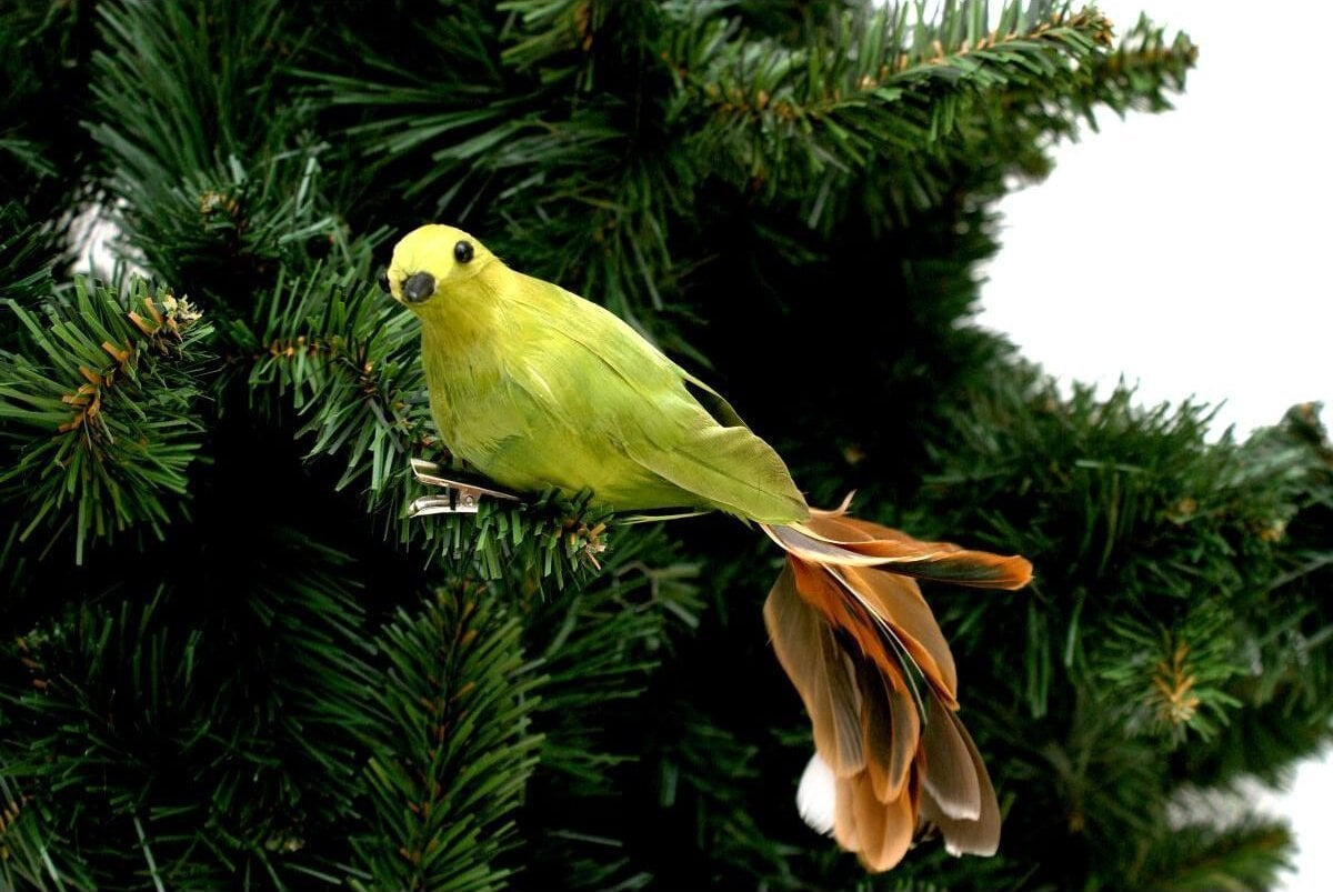 Saska Garden PTASZEK DEKORACYJNY NA KLIPIE BOMBKA ZIELONY