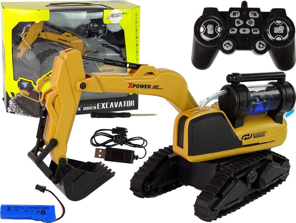 LeanToys Duża Zdalnie Sterowana Koparka Gąsienicowa Żółta