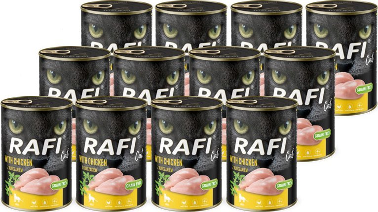 Mokra karma dla kota Rafi Cat Adult z kurczakiem zestaw 12 x 400 g