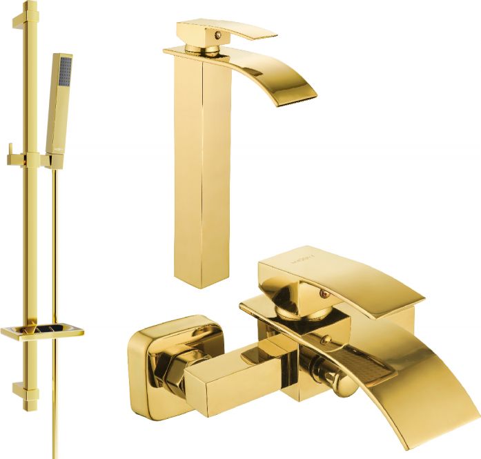 Mexen Mexen Aries DQ77 zestaw wannowy, złoty - 744813DQ77-50