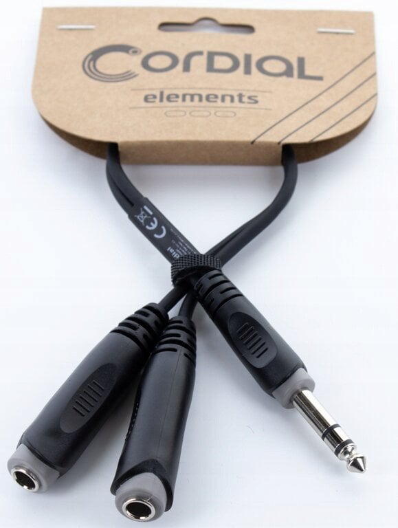 Cordial EY 0.3 VKK, 6.35mm, Male, 2 x 6.35mm, Female, 0.3 m, Black