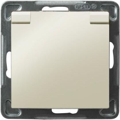 Ospel Gniazdo Impresja bryzgoszczelne z uziemieniem IP-44 z wieczkiem ecru (GPH-1YZ/m/27/w)