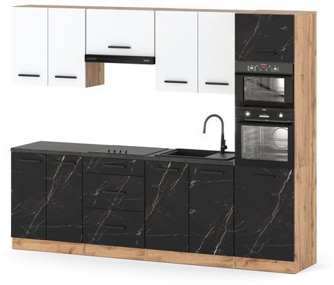 Kuchnia Pojemna Ze Słupkiem Modułowa Blat 2.6m Wotan Biały San Sebastian