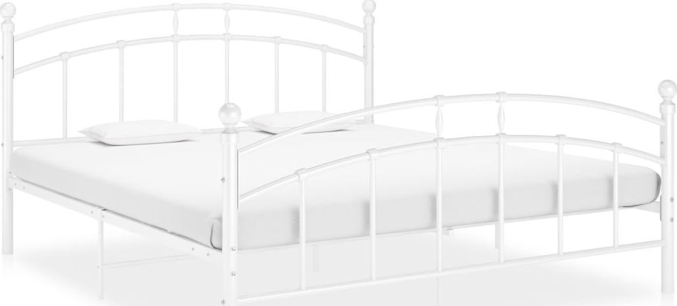 vidaXL Rama łóżka, biała, metalowa, 140 x 200 cm