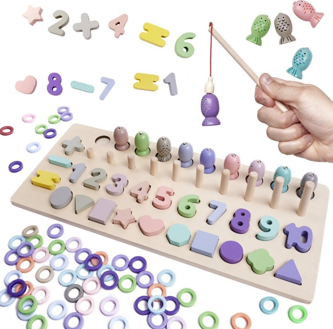 DWM LICZYDŁO DREWNIANE RYBKI ŁOWIENIE RYBEK CYFRY KSZTAŁTY