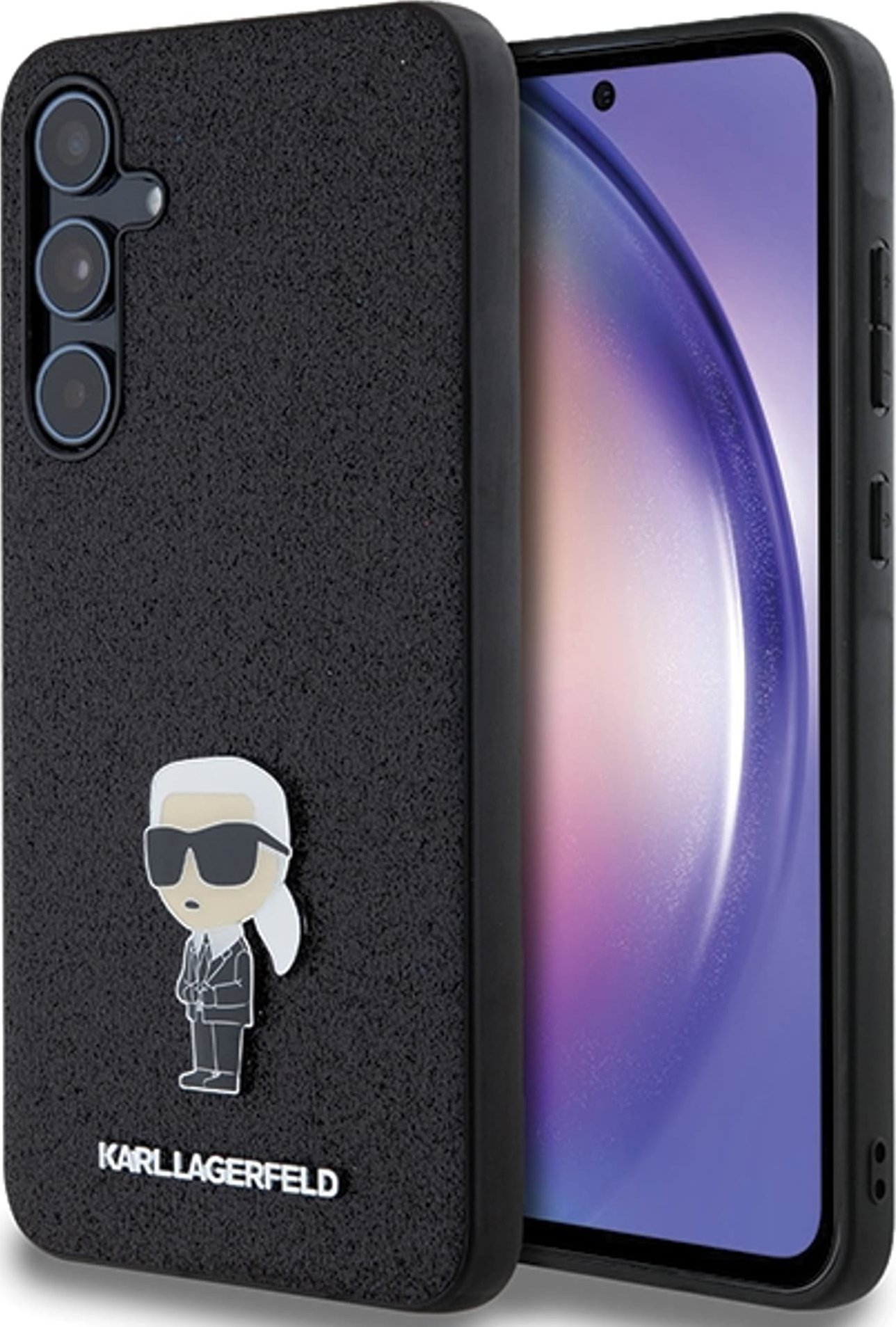 Karl Lagerfeld Karl Lagerfeld KLHCSA55GKNPSK A55 A556 czarny/black hardcase Fixed Glitter Ikonik Logo Metal Pin