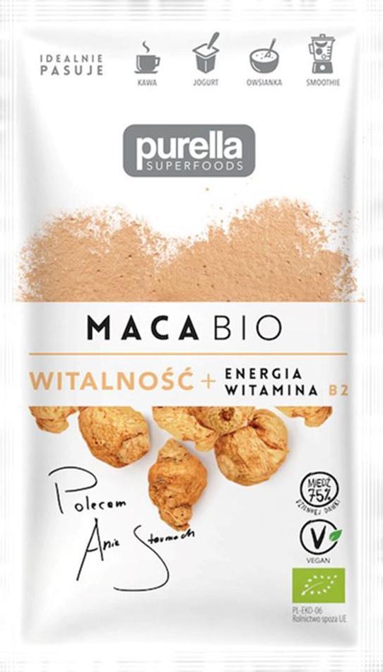 Purella Food Maca Bio. Witalność. Energia + Witamina B2 28 g