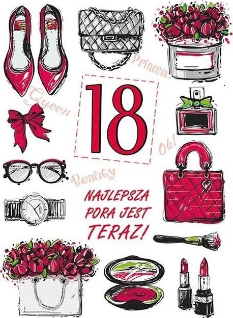 Stamp Karnet Party naklejany B6+koperta Urodziny 18 wz09