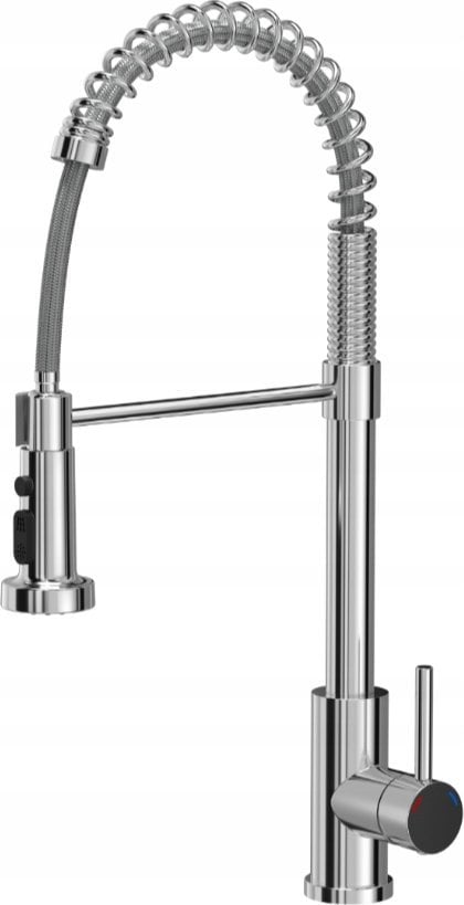 Bateria kuchenna Steiner ALICE SteelQ stalowa bateria kuchenna chrom z funkcją prysznica oraz stop, wyciągana wylewka