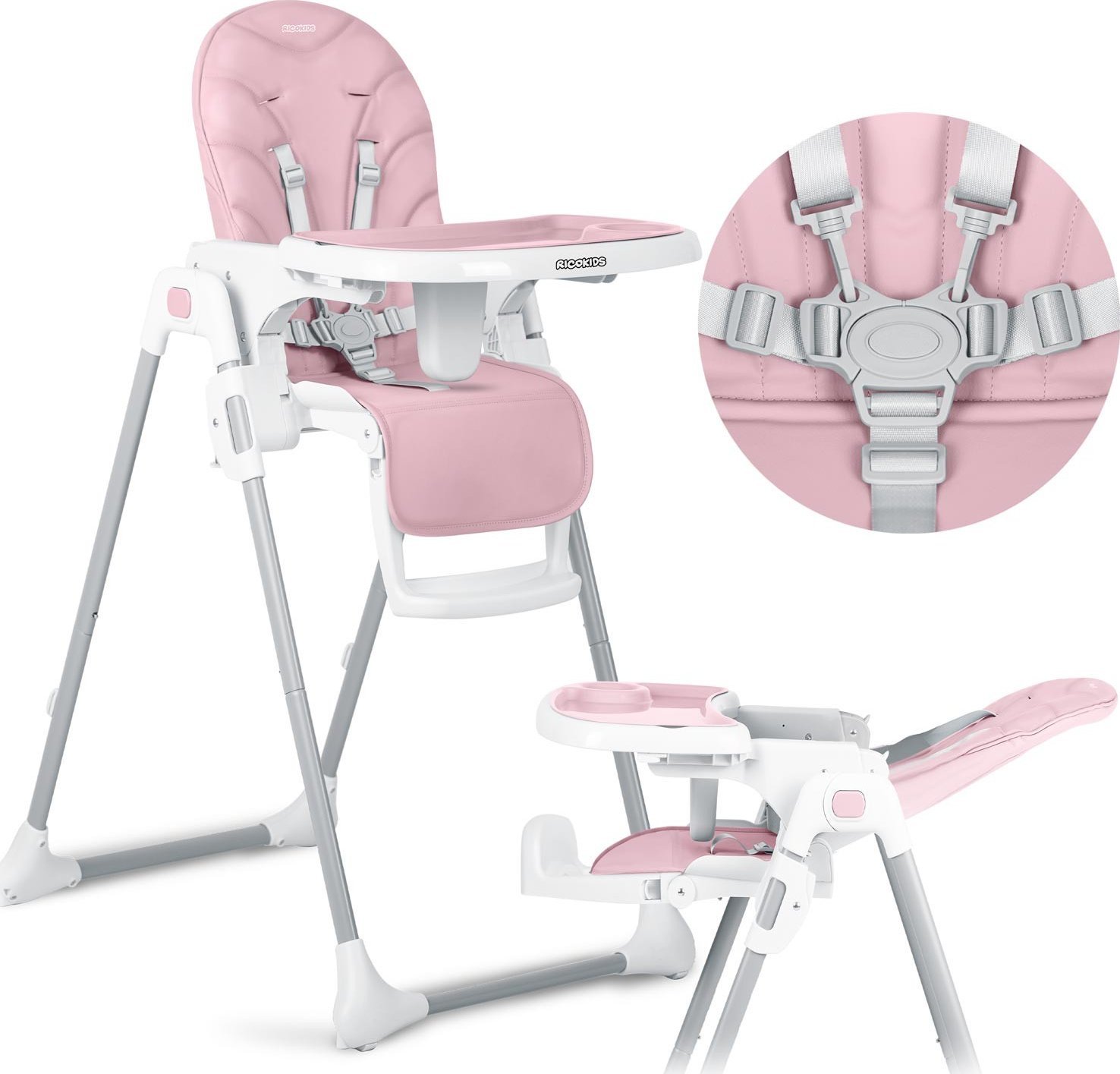 Ricokids Krzesełko do karmienia Tulo różowe
